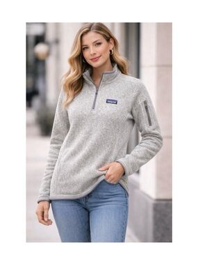 Patagonia Better Sweater 1/4 Zip Fleece Pullover Womens—Birch White